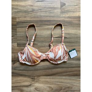 Roxy Love the Muse Pink and Brown Bikini Top